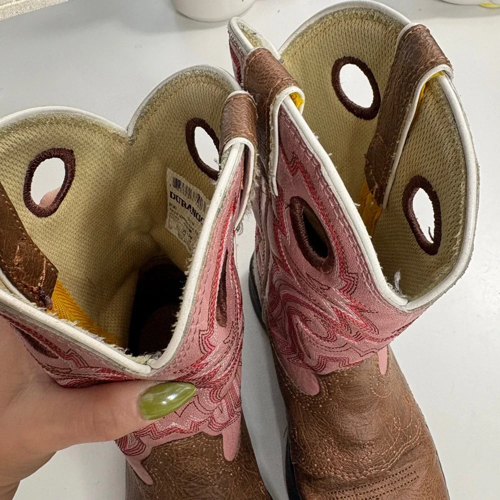 Durango Lil Rebel Little Kids Western Boot Tan Pink  Sz 13